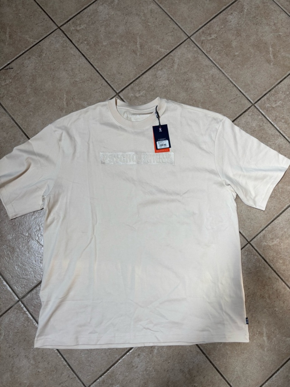 Psycho Bunny Men’s Cream Short-Sleeve Logo Tee